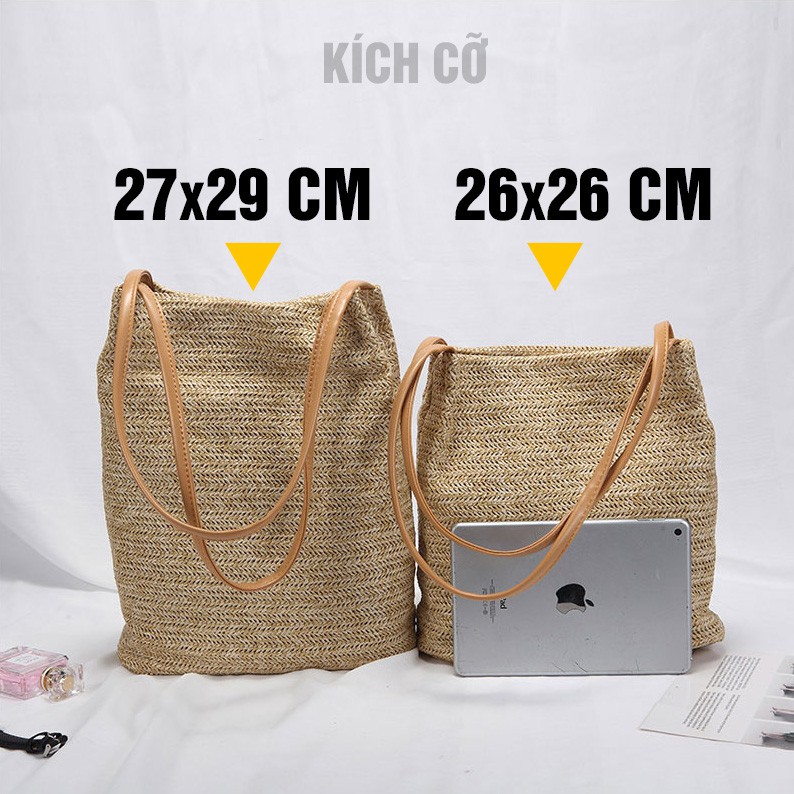 Túi Cói Đi Biển Đeo 1 Bên Dáng Xô Cực Xinh M654