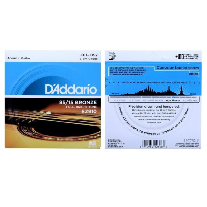 Bộ Dây Đàn Guitar Acoustic Cỡ 11 D'Addario Ez910