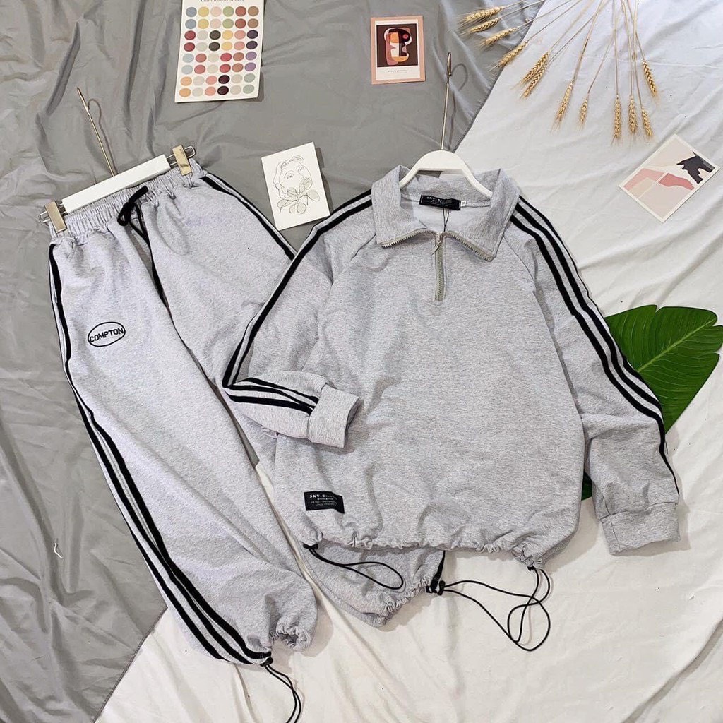 set thể thao nữ 3 sọc ulzzang cổ bẻ🌸Set bộ nỉ thể thao dài tay nam nữ form rộng unisex ROUGH RIDERS🌸 freeship🌸 sale | BigBuy360 - bigbuy360.vn