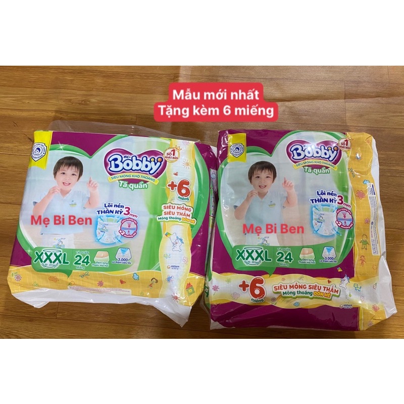 [Mẫu mới TẶNG KÈM 6 MiẾNG] Tã quần Bobby Size XXXL24 dành cho bé 20-35kg