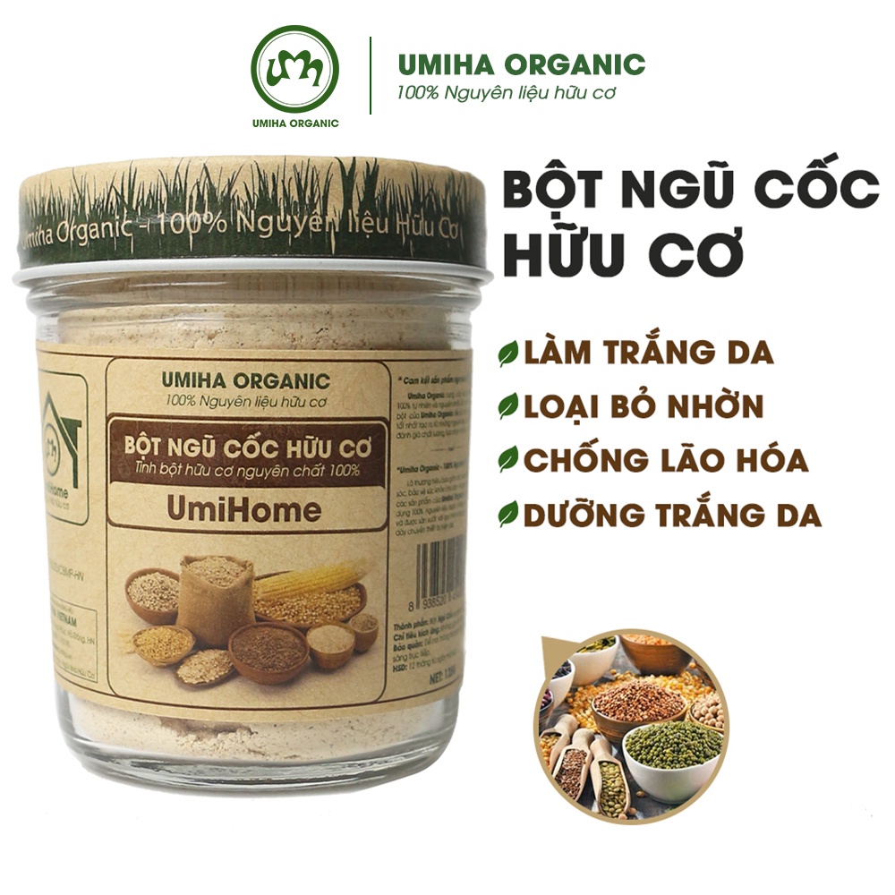 Bột đắp mặt nạ Ngũ Cốc nguyên chất UMIHOME 135G dùng dưỡng da trắng mịn, mờ thâm mụn, ngăn ngừa nếp nhăn