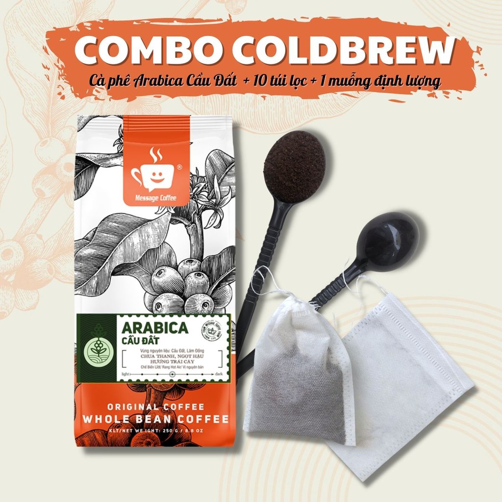 COMBO 10 Túi lọc trà, túi ủ cà phê Cold Brew làm bằng vải không dệt có dây rút tiện lợi đựng 60g cafe từ Message Coffee