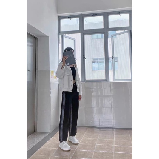 ÁO KHOÁC BÒ JEAN TRẮNG DÀI TAY
