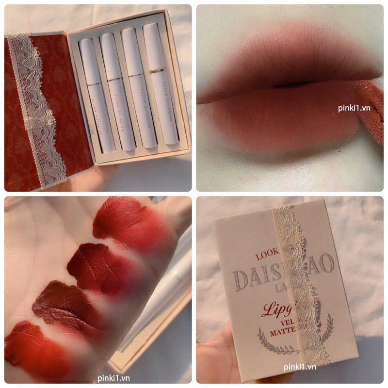 (Hàng Mới Về) Bộ 4 Son Môi Hiệu Pinki Với Màu Sắc Ấn Tượng