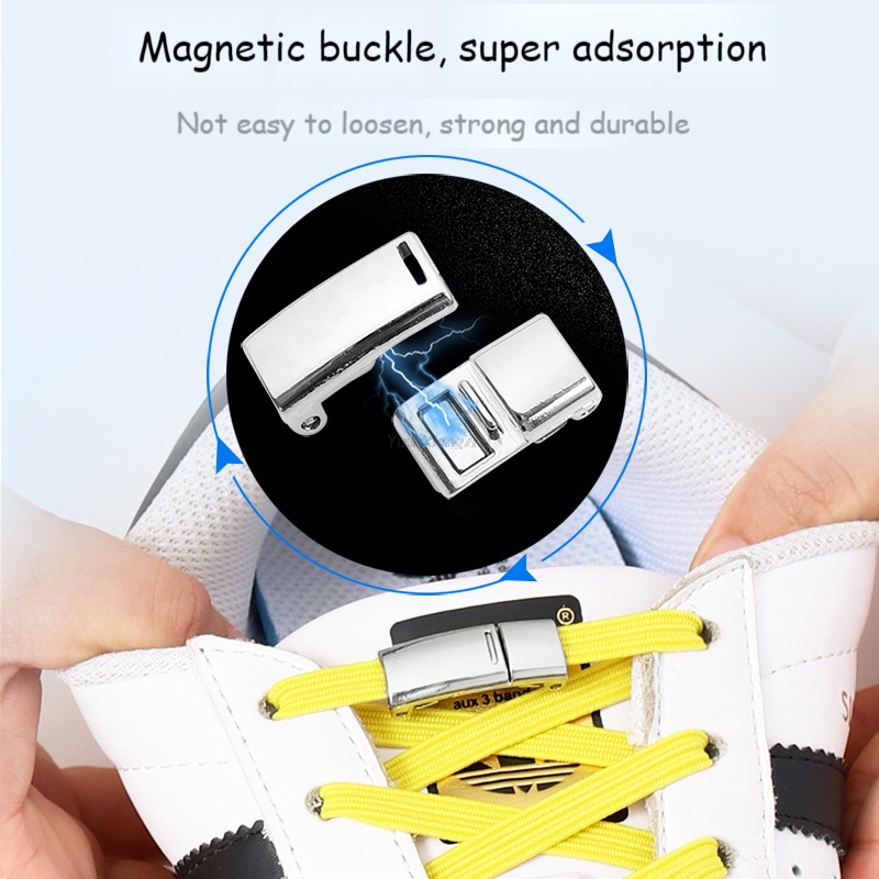 Dây Giày Khóa Từ Tính Co Giãn Không Cần Buộc Dành Cho Giày Lười Trẻ Em Người Lớn Một Kích Thước Phù Hợp Với Tất Cả Các Loại Giày
