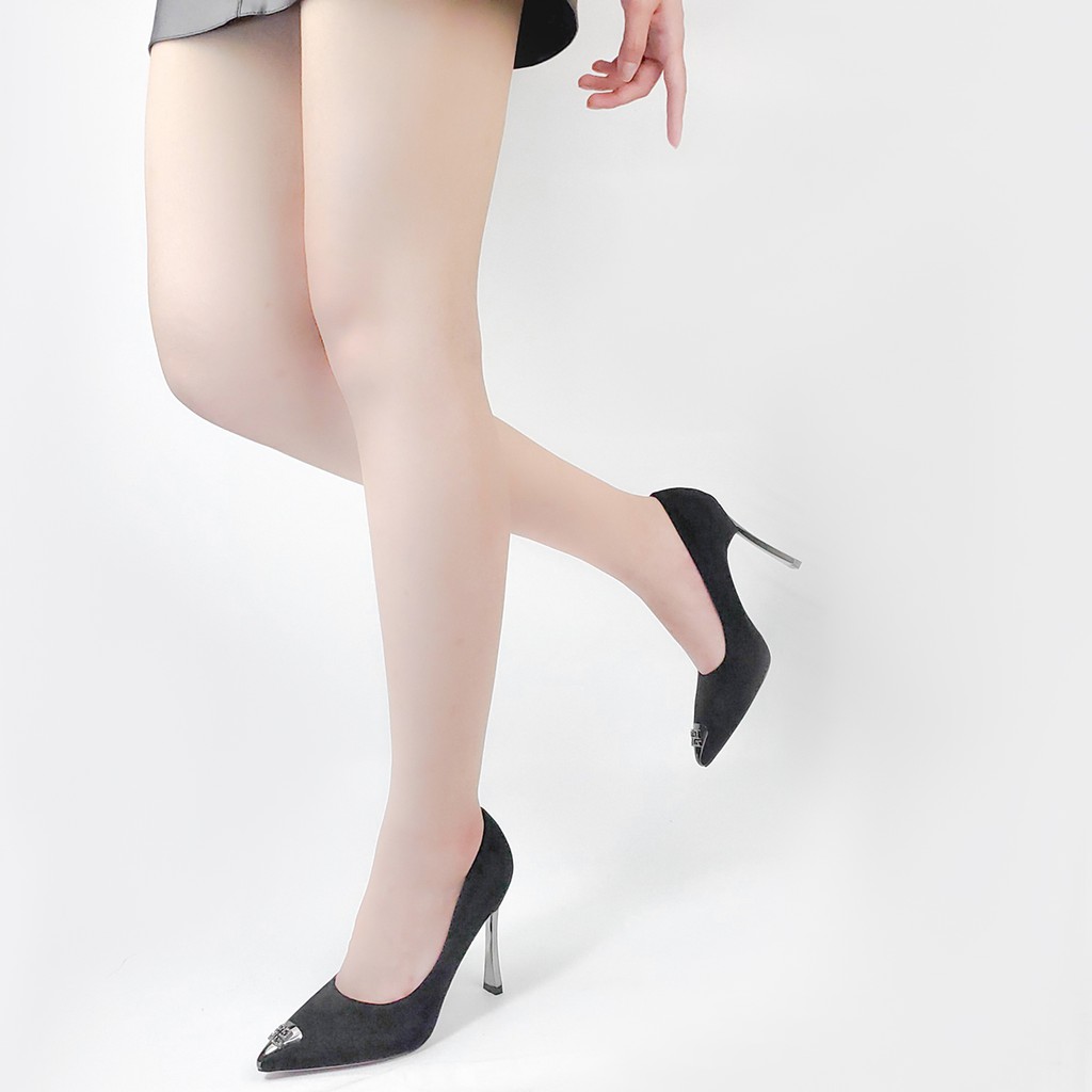 Giày Cao Gót Quảng Châu Cao cấp Sang chảnh Da lộn Đẹp Chuẩn hàng nhập Mũi nhọn Gót tráng gương 9p CG0685 - HANO