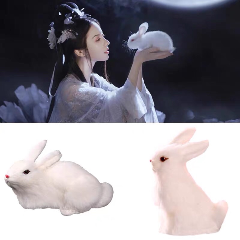 1 con thỏ bằng bông phụ kiện chụp ảnh có sẵn size 21*13*12cm lông mượt xinh xắn