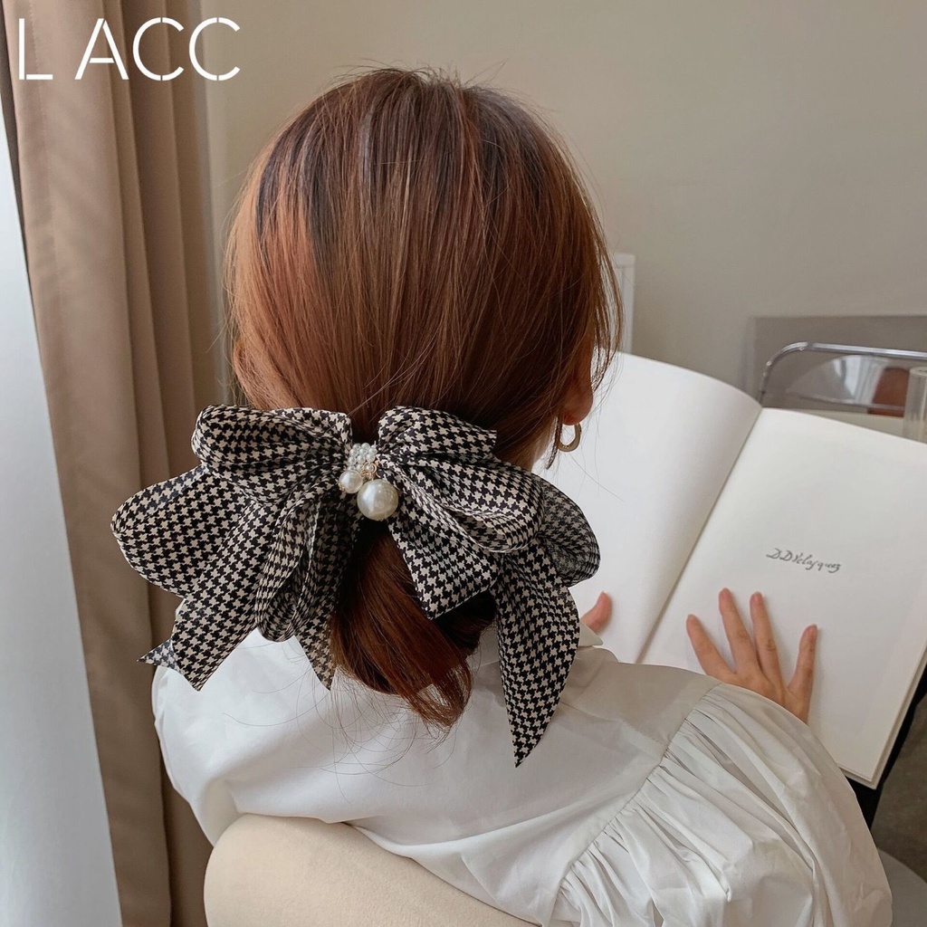 Kẹp Tóc Nơ Sau Lưng Họa Tiết Răng Cưa Phong Cách Hàn Quốc Cổ Điển Dành Cho Nữ