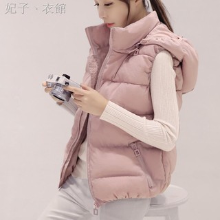 ✕℗✉Áo Khoác Phao Cotton Sát Nách Có Mũ Trùm Cỡ Lớn Kiểu Hàn Quốc Thời Trang Thu Đông 2019 Cho Nữ