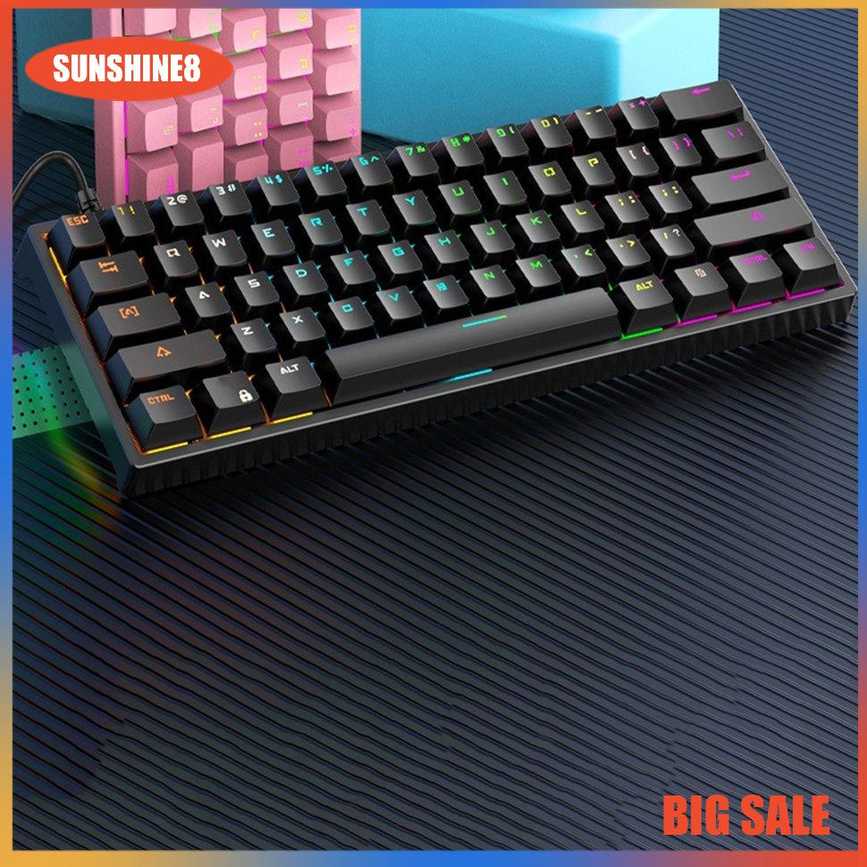 【SUN】Dây bàn phím G101 61-key Trục xanh Phát sáng RGB Bàn phím cơ học mát mẻ