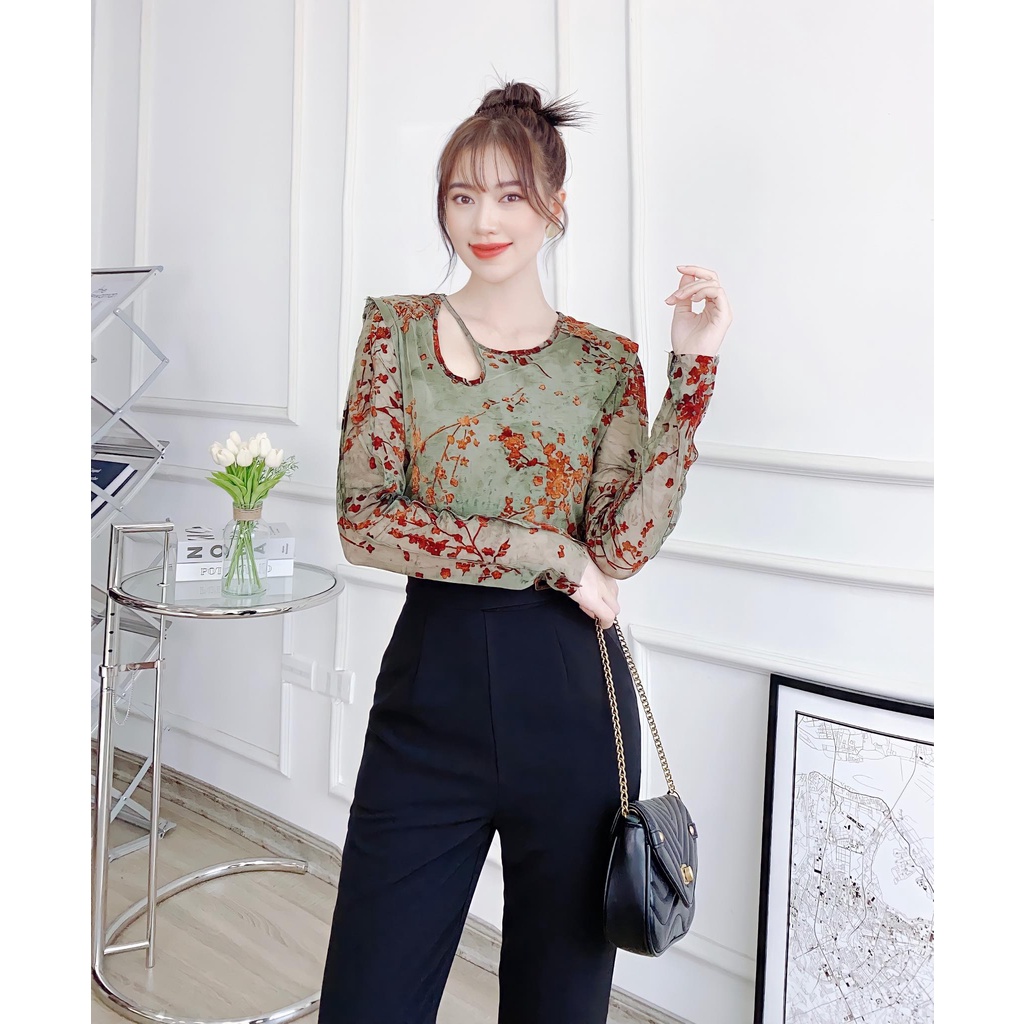 Áo thun nhung hoạt tiết cá tính - A6441