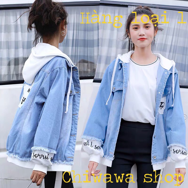 Áo khoác jean nam nữ có mũ form rộng ngôi sao Star tinh tú loại 1 CHI42