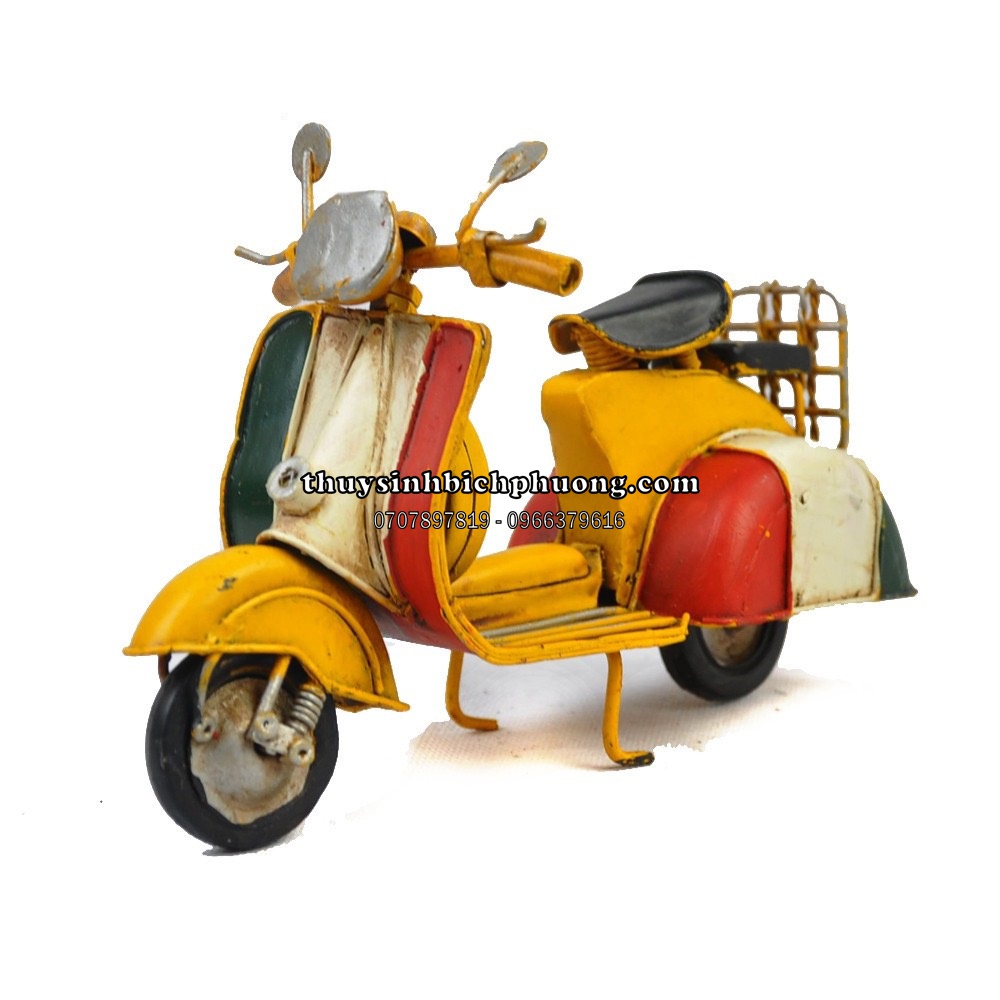 MÔ HÌNH XE VESPA VÀNG ĐỎ TRẮNG TRANG TRÍ TIỂU CẢNH TERRARIUM VÀ HỒ BÁN CẠN THỦY SINH