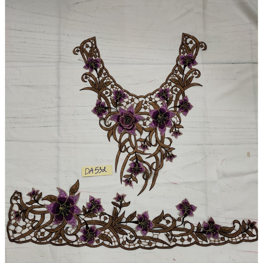 bộ ren thêu cổ và lai mã DA532