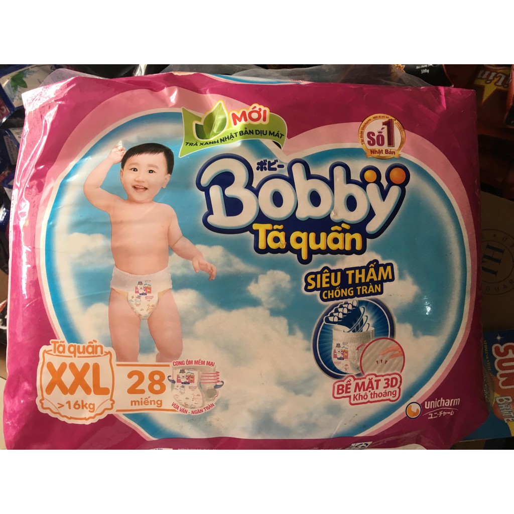 Tã quần Bobby trà xanh M-40 MIẾNG-6kg-10kg-L-36MI12Kg-17kg-XXL-28 MIẾNG-từ 16 trở lên