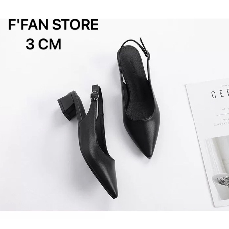 Giày Cao Gót Quai Sau [Da Thật] Slingback - Da Siêu Mềm Mũi Nhọn FFAN STORE