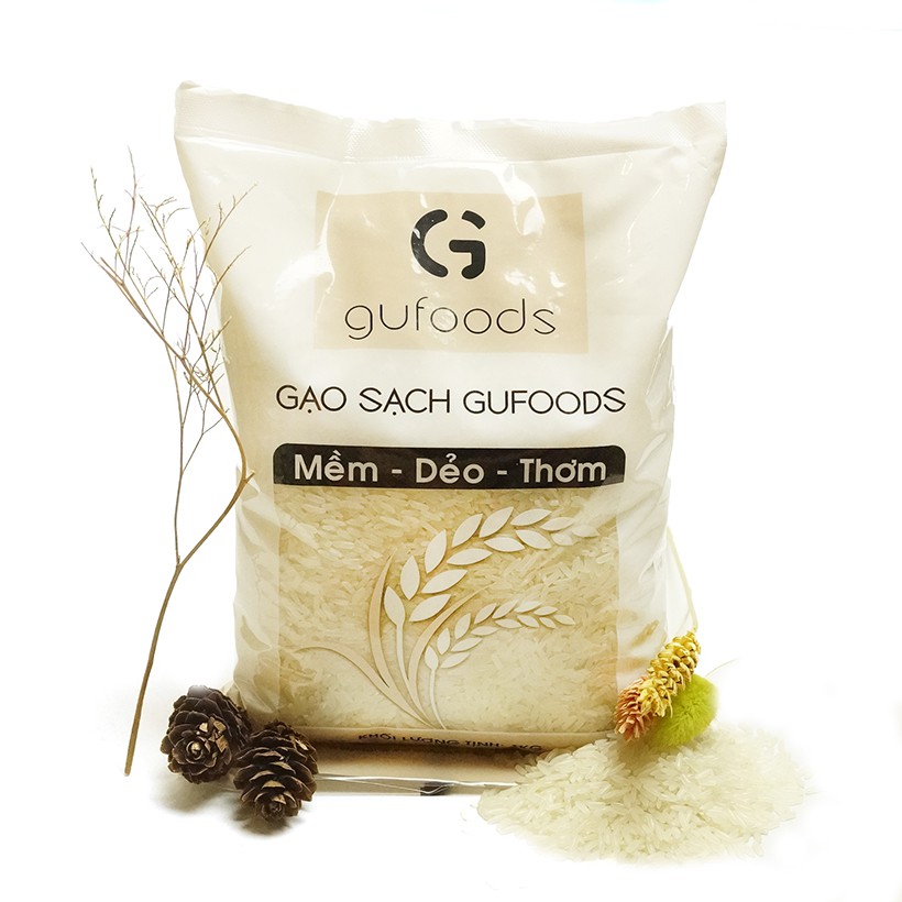 [Mã GROSALEHOT giảm 8% đơn 250K] Combo 3 túi Gạo sạch GUfoods (dẻo - mềm - thơm) (mỗi túi 1kg) | BigBuy360 - bigbuy360.vn