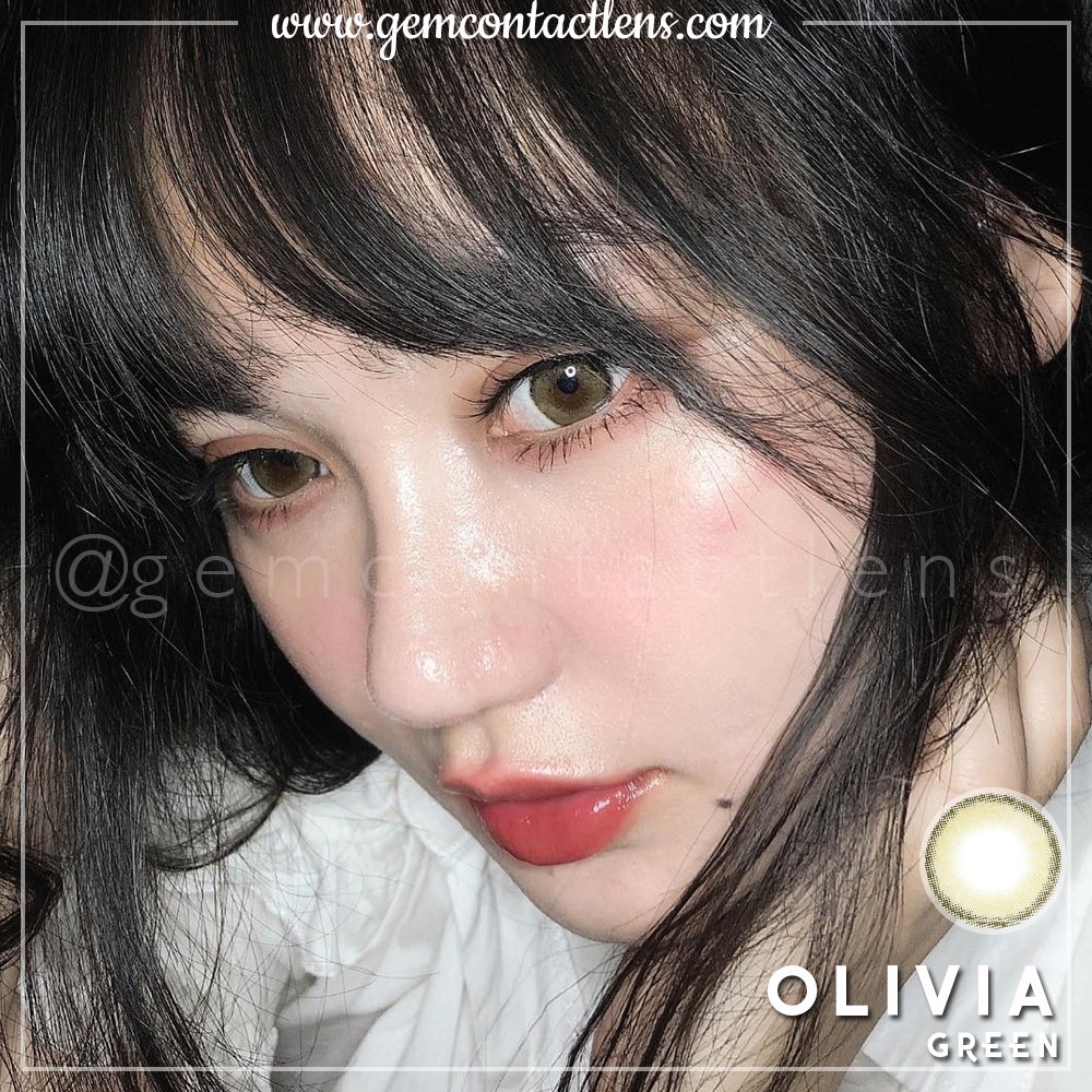 Áp Tròng OLIVIA GREEN Ẩm Cao 55% HSD 6Tháng Lens Xanh Rêu Olive Không Giãn Viền Mỏng Hottrend Đủ Độ Có Lệch Mắt Nhạy Cảm