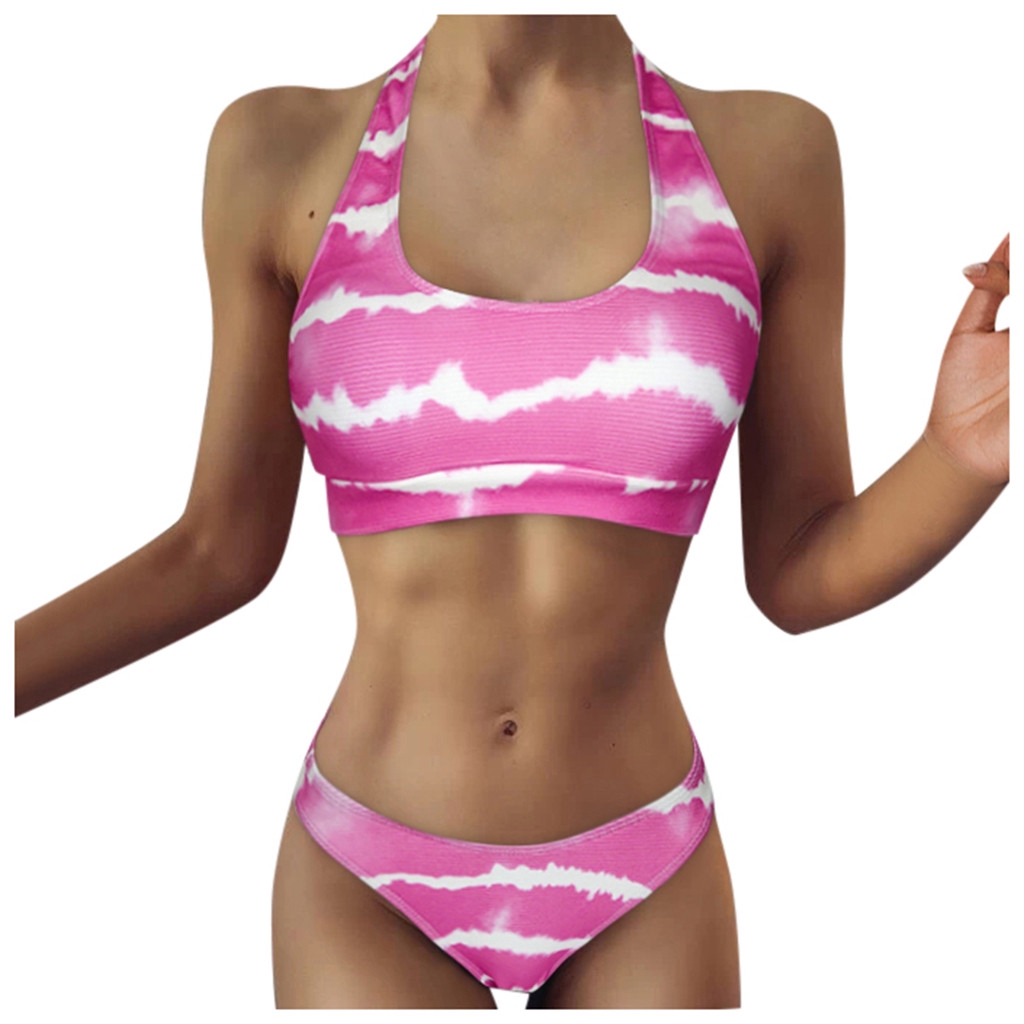 Women's Sexy Tie-Dye Lace Up High Cut Leg Print Bikini Set Two Piece Swimsuit | BigBuy360 - bigbuy360.vn