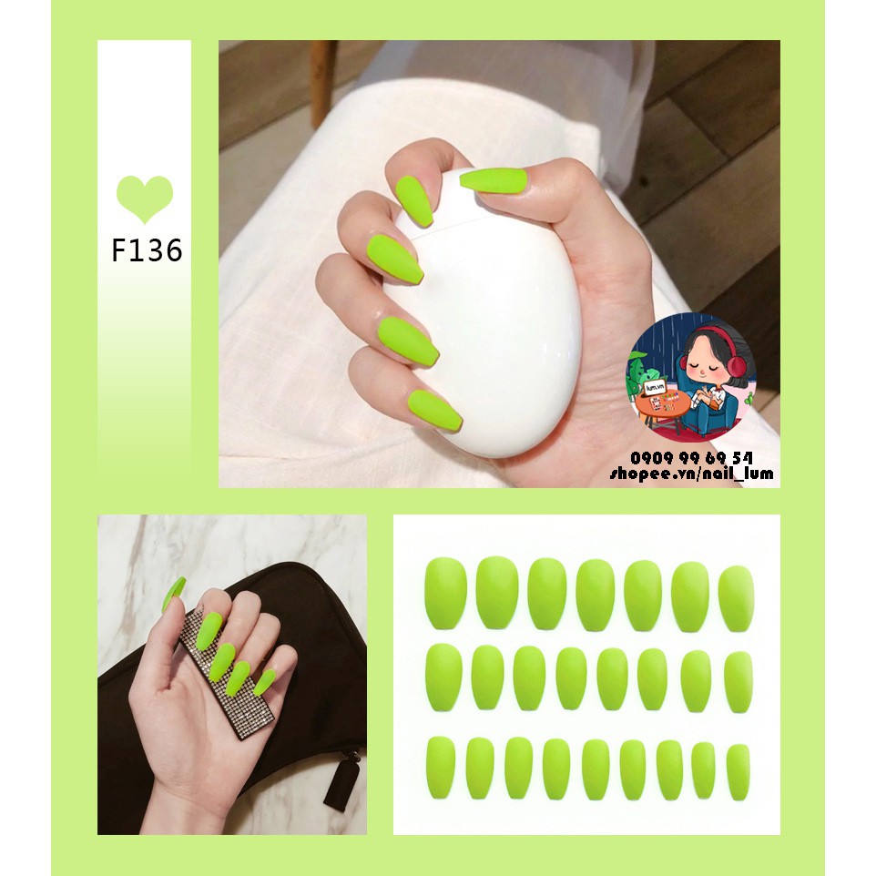 Móng Giả - Nail Dài Đơn Màu [Sẵn Keo - Đóng Hộp 24 Mẫu Đủ Size]