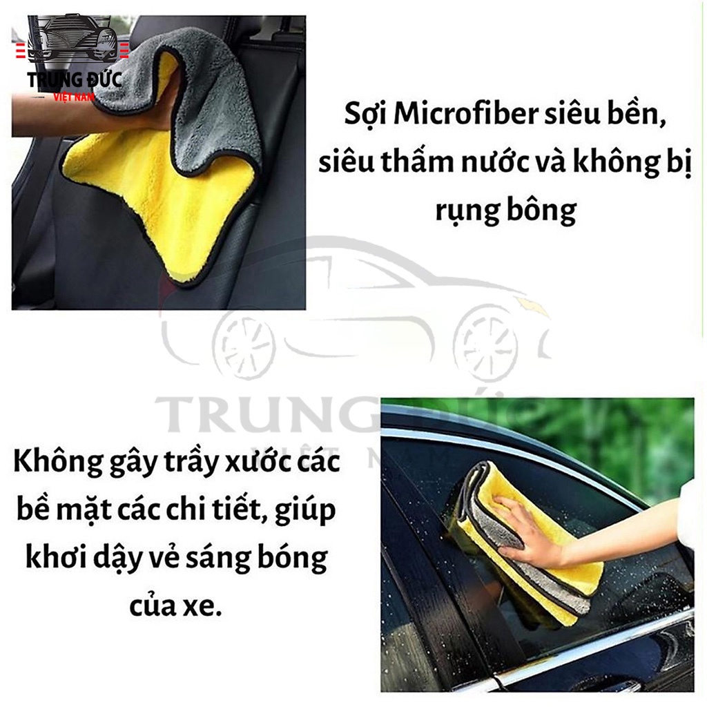 Khăn lau ô tô xe hơi TRUNGDUCVN lau bếp lau kính lau tay màu vàng 2 lớp cao cấp siêu sạch siêu thấm hút