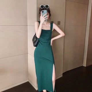 Đầm Midi Nữ Cúp Ngực Trễ Vai Xẻ Tà Quyến Rũ