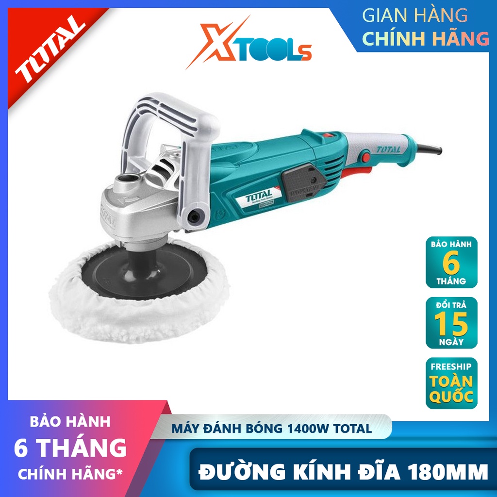 Máy đánh bóng TOTAL TP1141806-2 (TP1141806) chà nhám bề mặt 220V-240V/50Hz-60Hz 1400W (180mm) 3,9kg Màu xanh [XTOOLS]