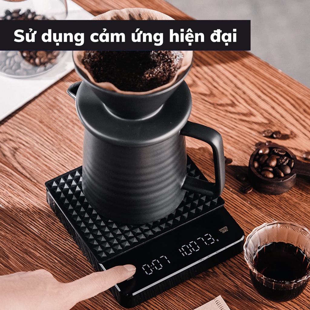 Cân điện tử pha chế cà phê nguyên chất cao cấp sang trọng cân tiểu ly mini độ chính xác cao tặng cáp sạc type C