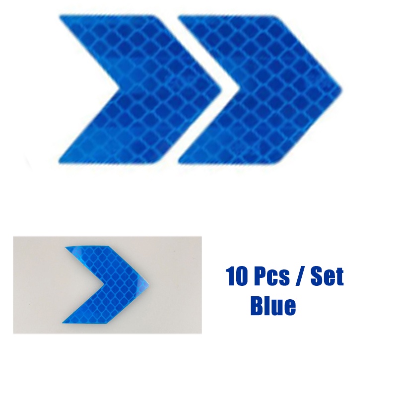Bộ 10 Miếng Dán Phản Quang Hình Mũi Tên Trang Trí Cản Xe Hơi