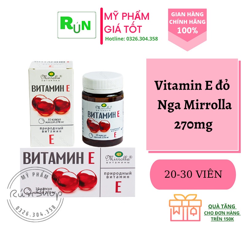 [CHÍNH HÃNG 100%] Vitamin E đỏ Nga 270mg - 2 Loại Hộp 30 Viên và Vỉ 20 viên - Là phụ nữ cần sử dụng