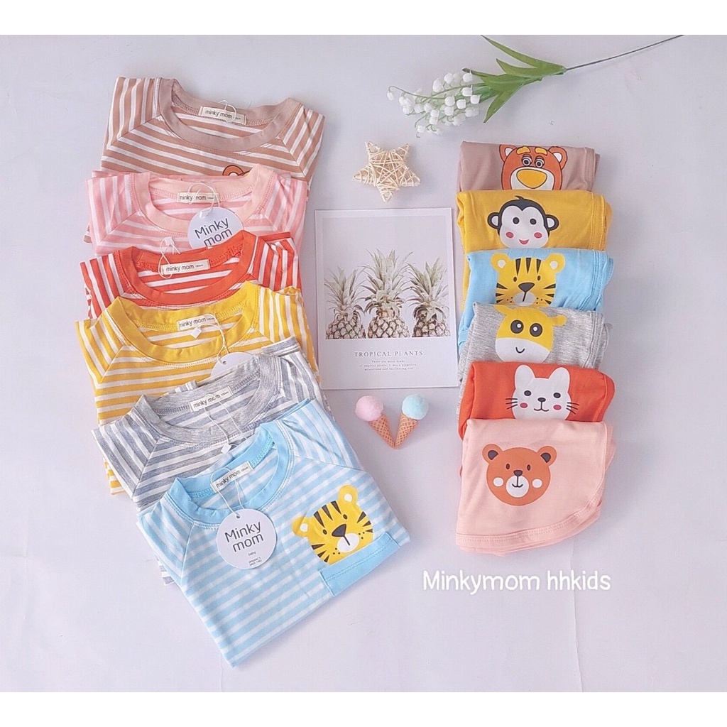 Bộ cộc tay sọc dệt cho bé trai và gái.