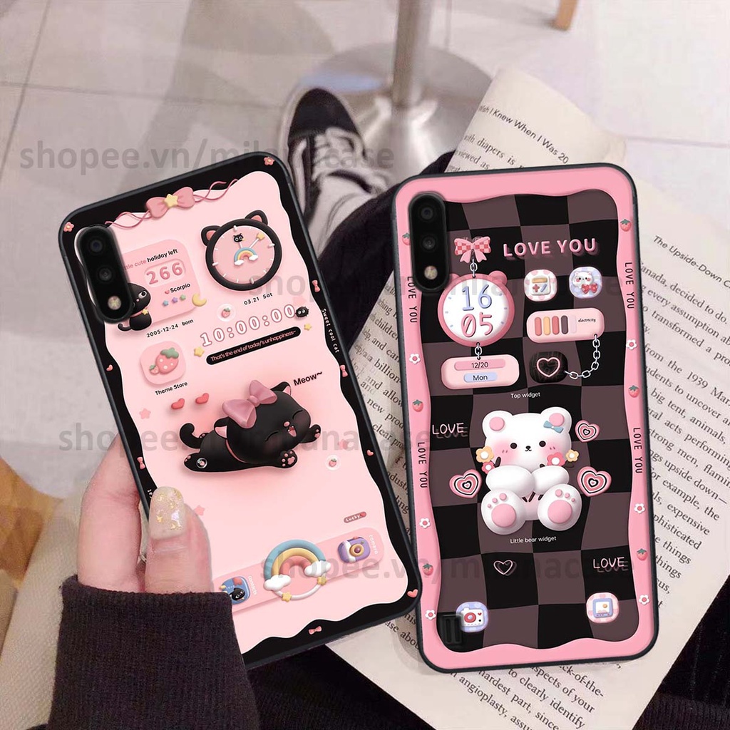 Ốp Samsung A01 / A02 hình đồng hồ icon gấu mèo cute cực dễ thương ngộ nghĩnh