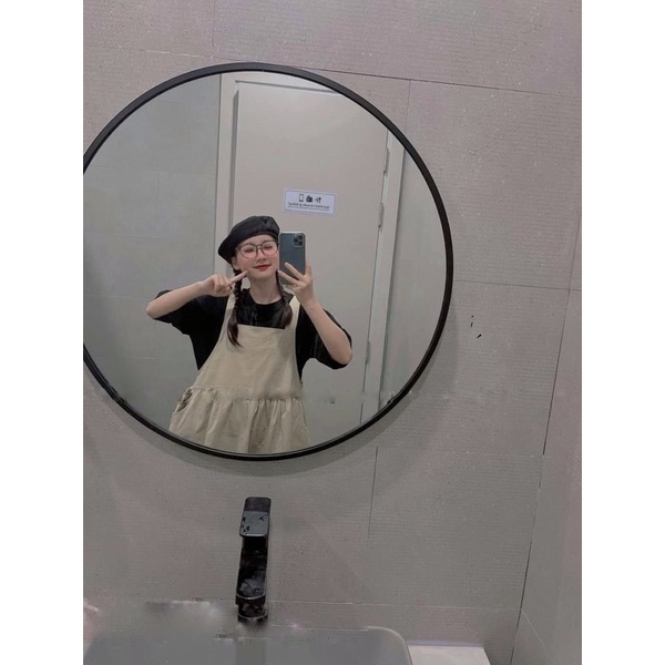 Váy Yếm Bánh Bèo Chất Đũi 3 Màu Đen Nâu Kem Ulzzang Hàn Quốc