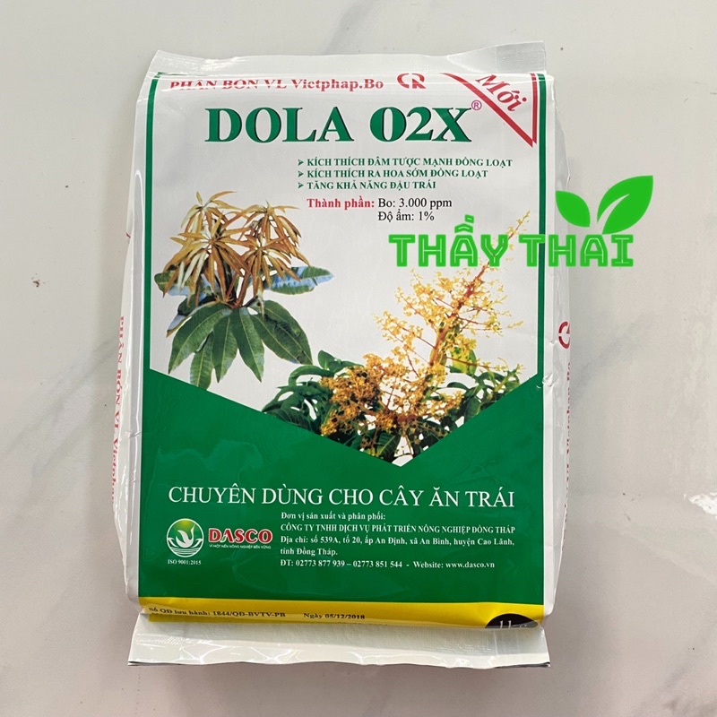 Phân Bón Dola 02X Dassco - 1kg, kích thích ra hoa đồng loạt, nghịch mùa, trái mùa cây xoài, sầu riêng
