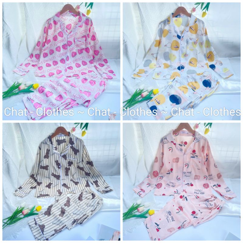 Set xinh xỉu : lụa satin hoạ tiết đẹp mê mẩn , lên dáng cực xinh , chất vải xuông mướt. Nhìn đã thấy mê . lo QAa⁰à⁰⁹⁹p