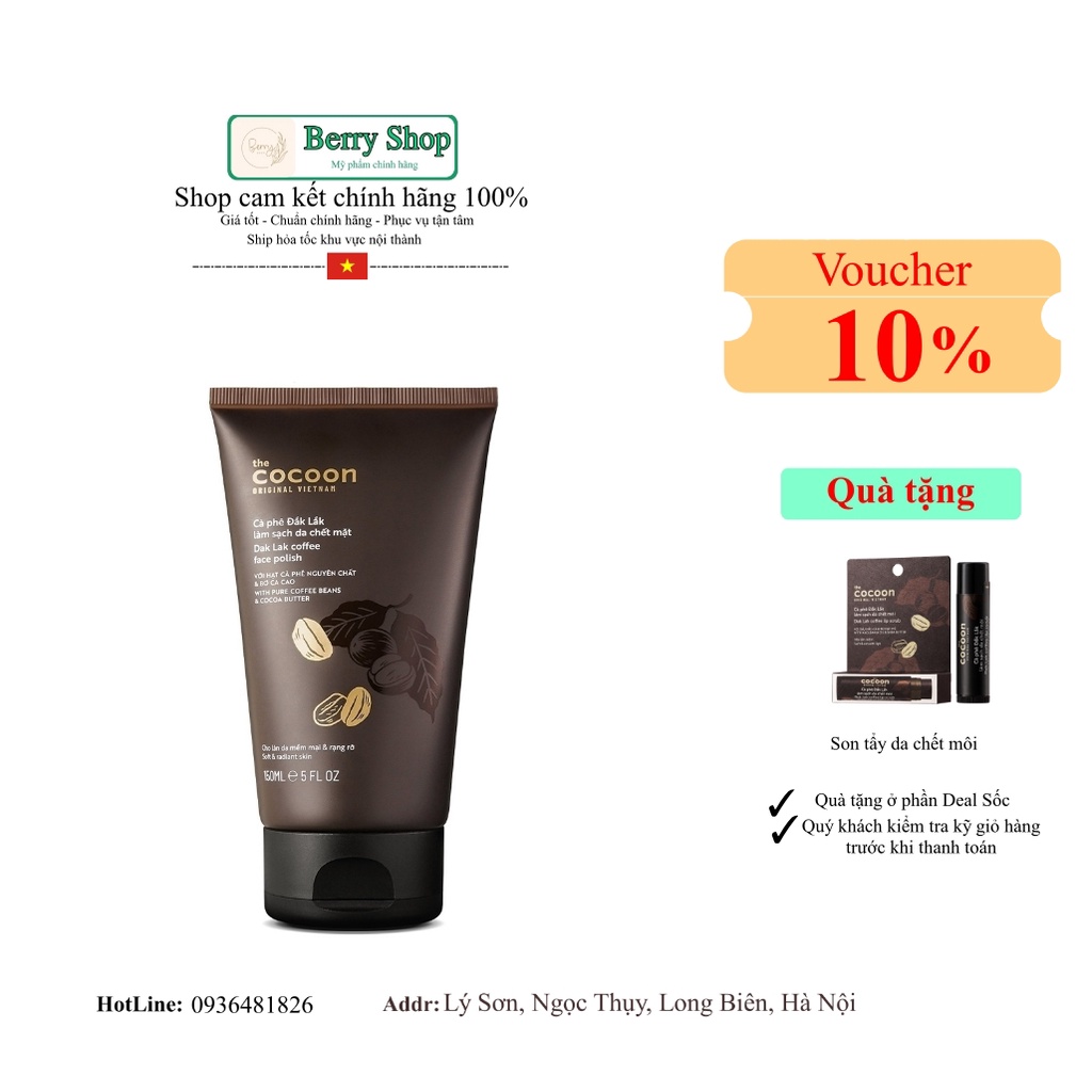 Cà phê Đắk Lắk làm sạch da chết mặt cocoon 150ml (Dak Lak coffee face polish)