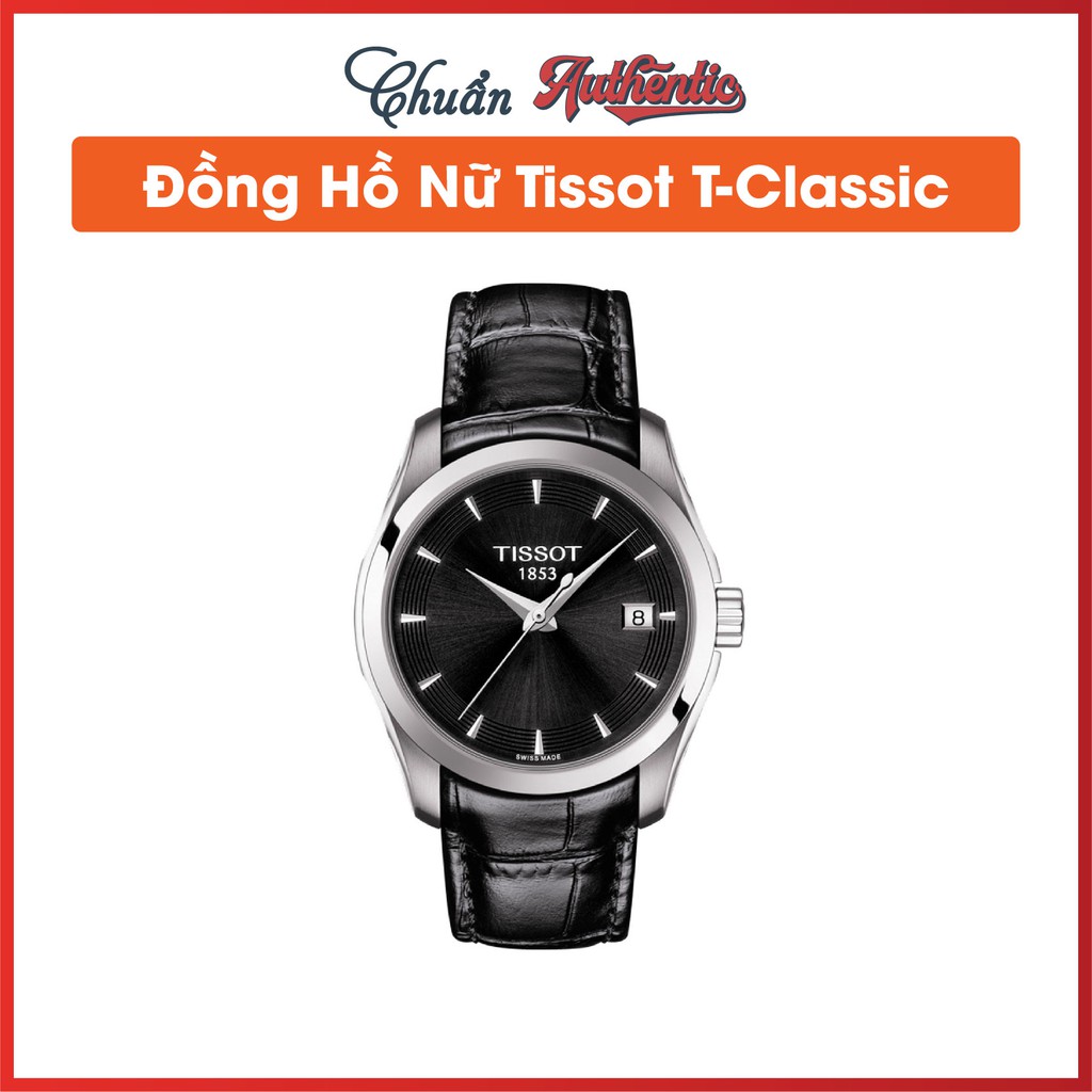 Đồng Hồ Nữ Tissot T-Classic Couturier T0352101605101 Viền Bạc Dây Đen