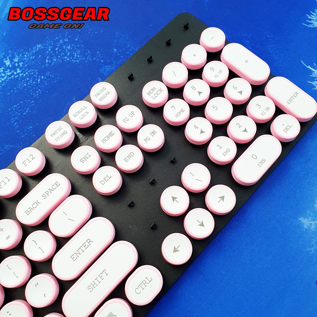 Keycap Tròn Bọc Viền Màu Hồng Và Xanh Cực Dễ Thương và Độc Đáo( ABS 104 phím )