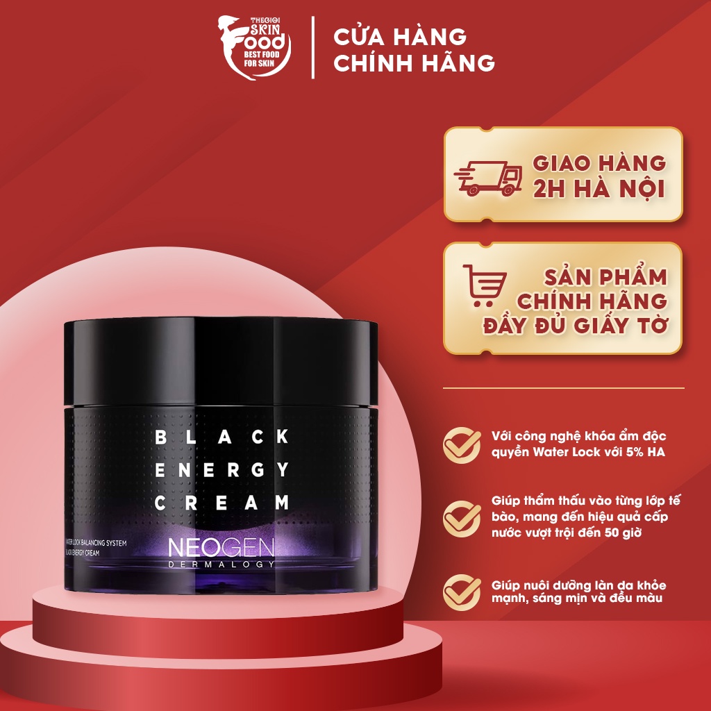 Kem Dưỡng Cấp Nước, Tăng Độ Đàn Hồi, Cải Thiện Nếp Nhăn Cho Da Dầu Và Da Nhạy Cảm Neogen Black Energy Cream 80ml