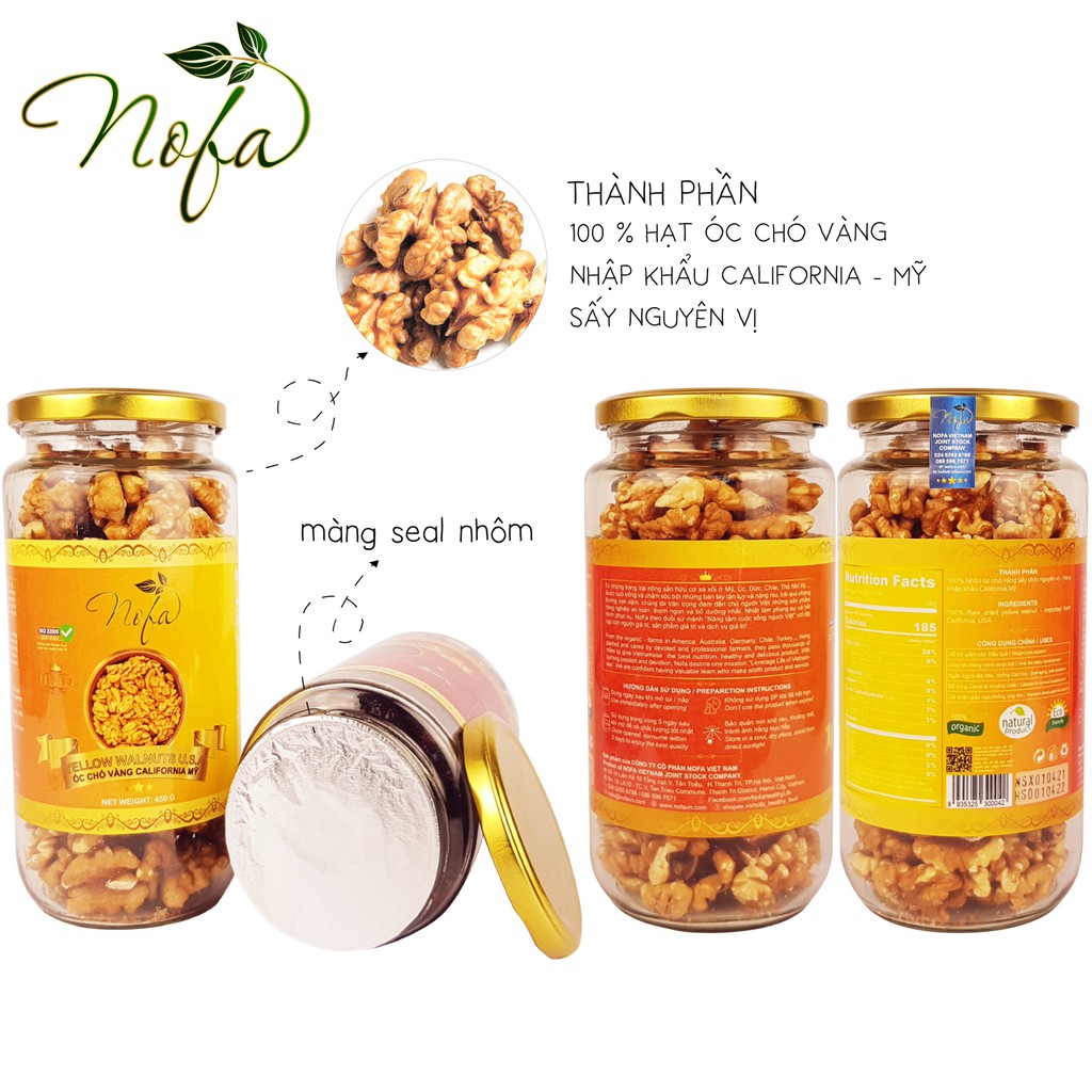 Hạt óc chó vàng sấy nguyên vị NOFA 500g Mẹ khỏe đẹp Bé thông minh - Hàng nhập khẩu Mỹ | BigBuy360 - bigbuy360.vn