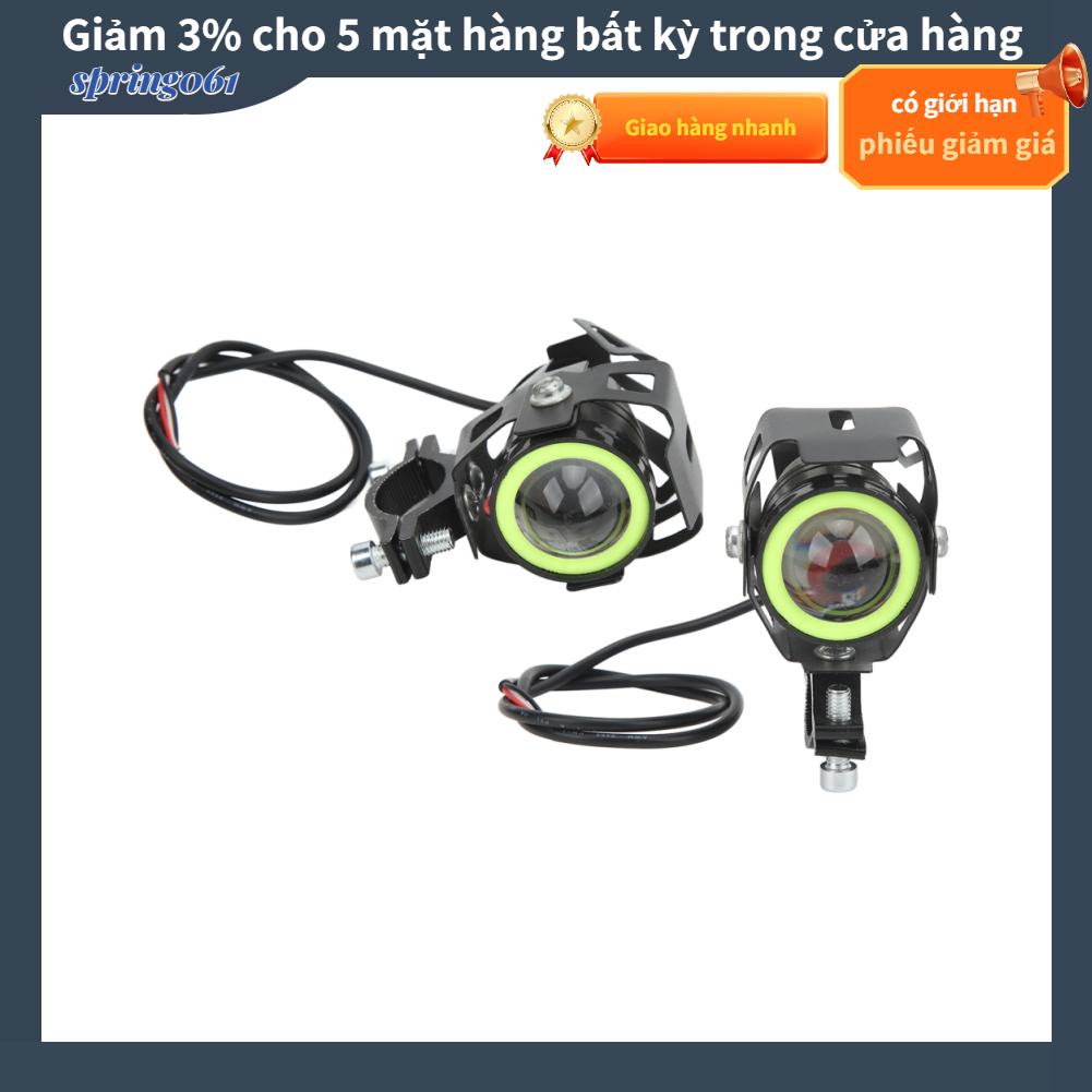 Spring061 2pcs Motorcycle LED Spotlight Green Lighting 12‑80V Angel Eye Waterproof Work Lamp for Boats Cars