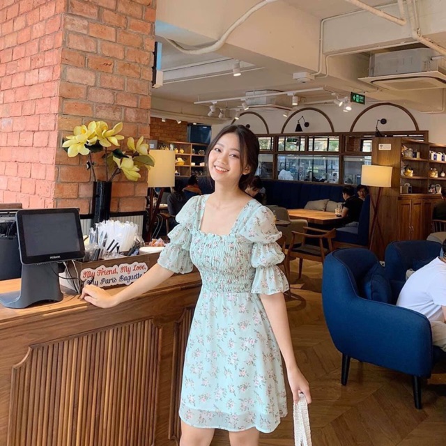 🌴🌴 ĐẦM HOA XANH NHÚN CHỈ TAY BO🌴🌴