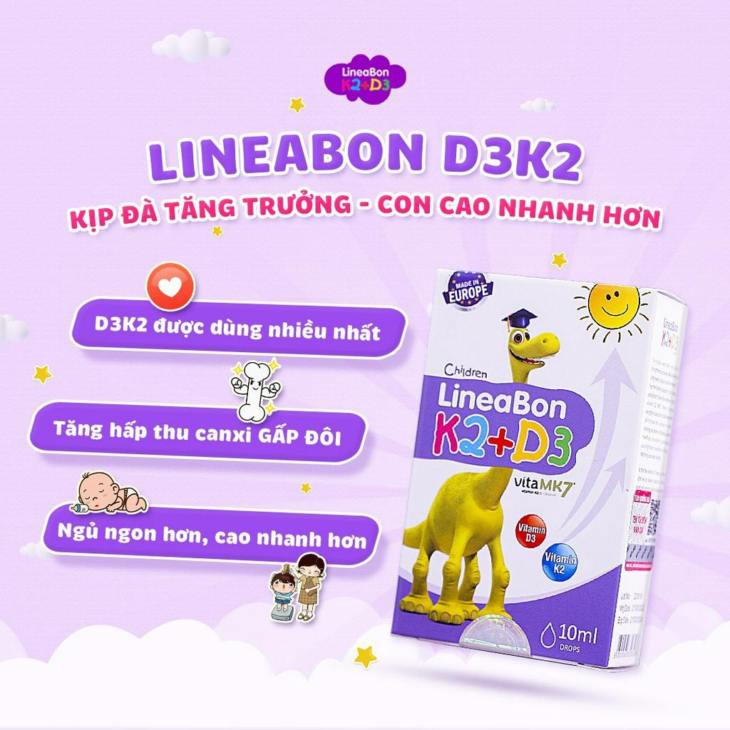 Vitamin K2+D3 mk7 LINEABON Hỗ trợ tăng chiều cao cho bé 10ml