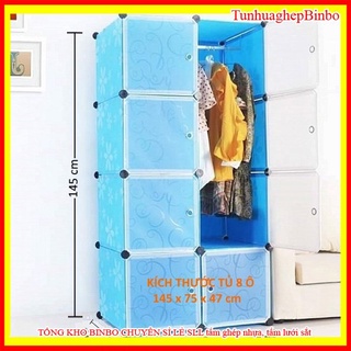 Tủ nhựa ghép 8 ô màu xanh
