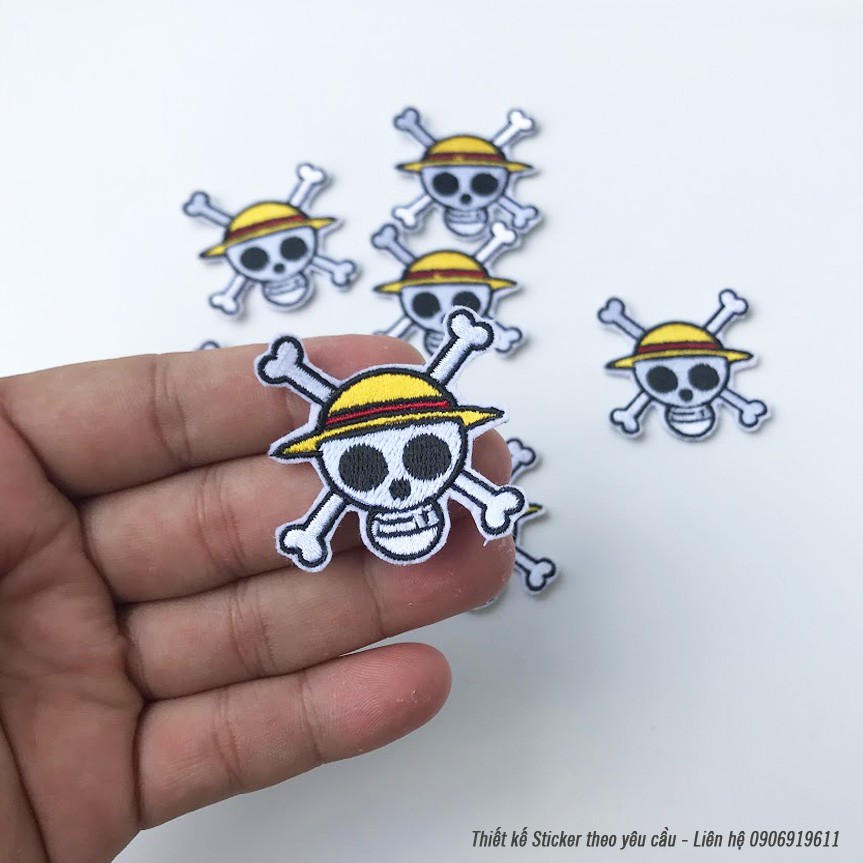 Sticker ủi thêu hình logo One Piece Luffy độc đáo - Patch ủi quần áo balo S14