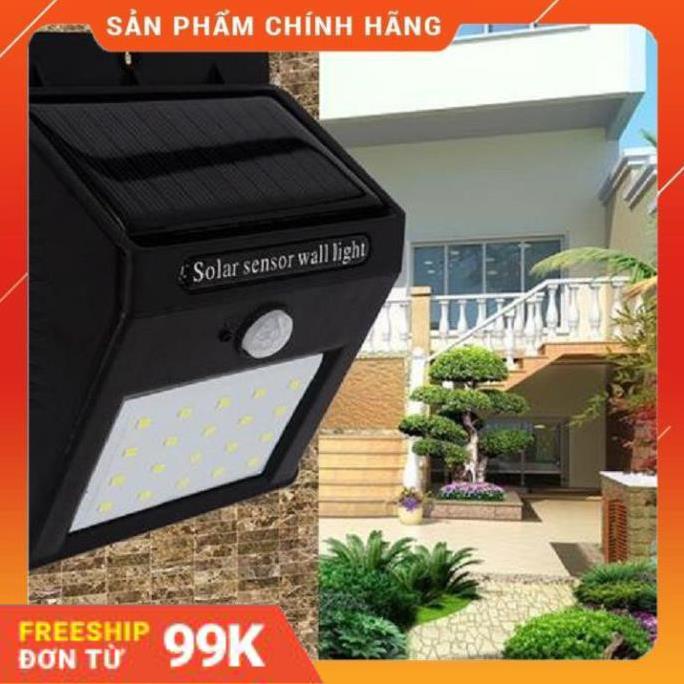 Đèn cảm ứng hồng ngoại năng lượng mặt trời Solar Sensor Wall light 20 bóng LED siêu sáng (Đen)