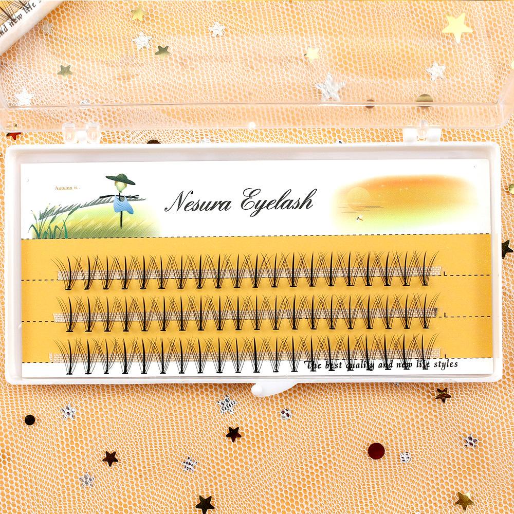 MAX 60 Bundles/Box Hot New Cluster Eyelash Extension Eye Makeup Tools Natural Long Individual Eyelashes Women's Fashion Salon &amp;Home Use Long Lasting Easy to Apply No Technicuqe Needed DIY Self-grafting