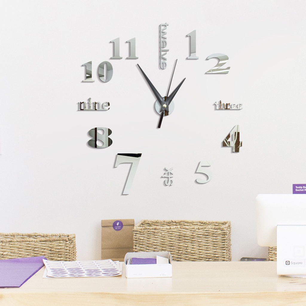 Đồng hồ dán tường 3d cao cấp, đồng hồ treo tường trang trí phòng nhiều màu đường kính 30-130cm