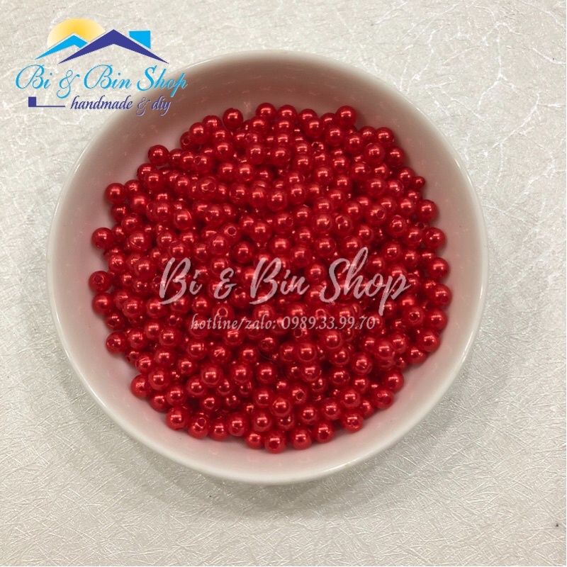 40g Hạt Trai 5mm Tròn Có Lỗ Giữa Đính Kết Trang Phục Thời Trang, Làm Phụ Kiện Handmade