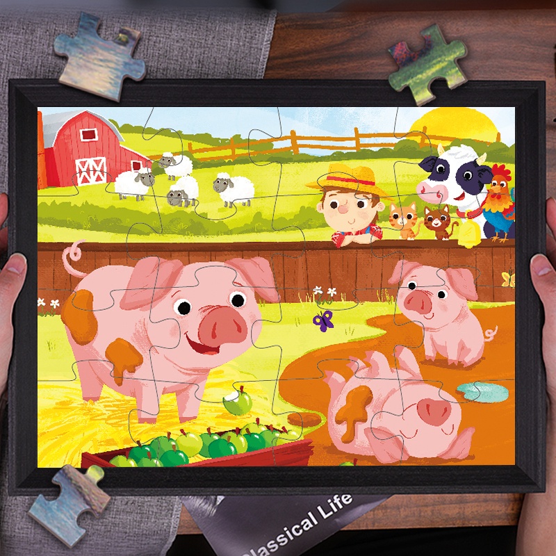 Bộ Đồ Chơi Xếp Hình Họa Tiết Hoạt Hình Dành Cho Trẻ Em 2-3 Tuổi